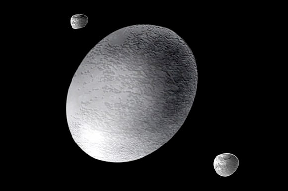 Haumea e as suas luas.