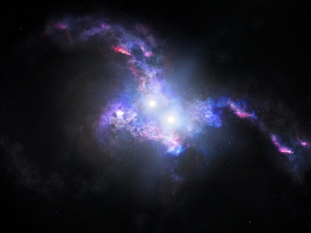 Hubble localiza quasares duplos em galáxias em fusão Hubble localiza quasares duplos em galáxias em fusão