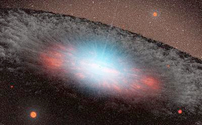 Buraco negro supermassivo - ilustração.