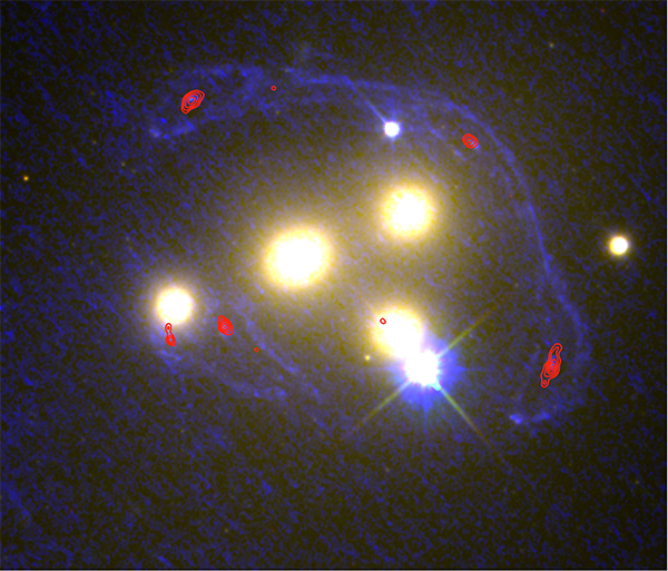 Coração do enxame Abell 3827 - Hubble e ALMA.