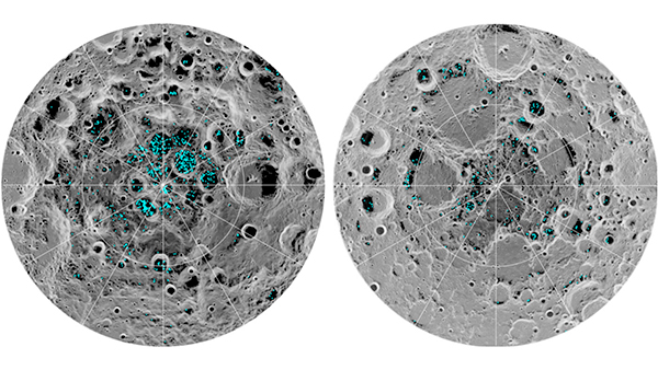 Gelo na superfície lunar.